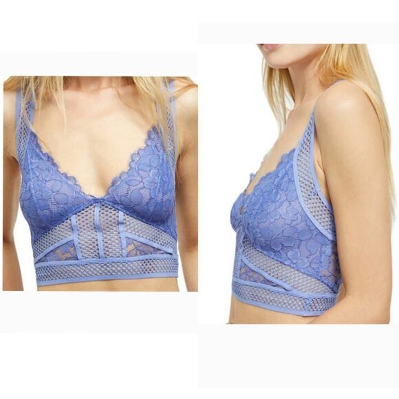 Free People Intimately Sitting Pretty Brami Blue Egret Medium - Picture 2 of 5